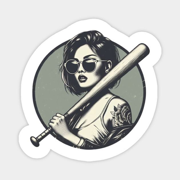 baseball badass girl Magnet by Anthony88