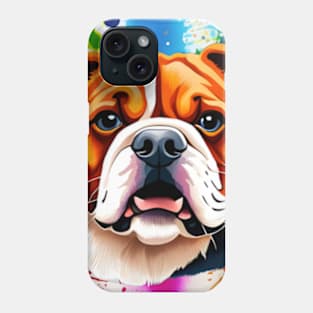 British Bulldog Splash Art Style Portrait Phone Case