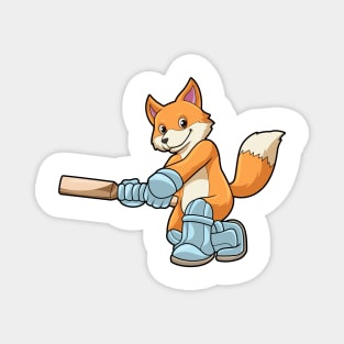 Fox as Batsman with Cricket bat Magnet