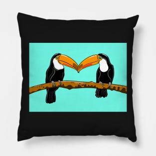 Toucans ( turquoise version ) Pillow