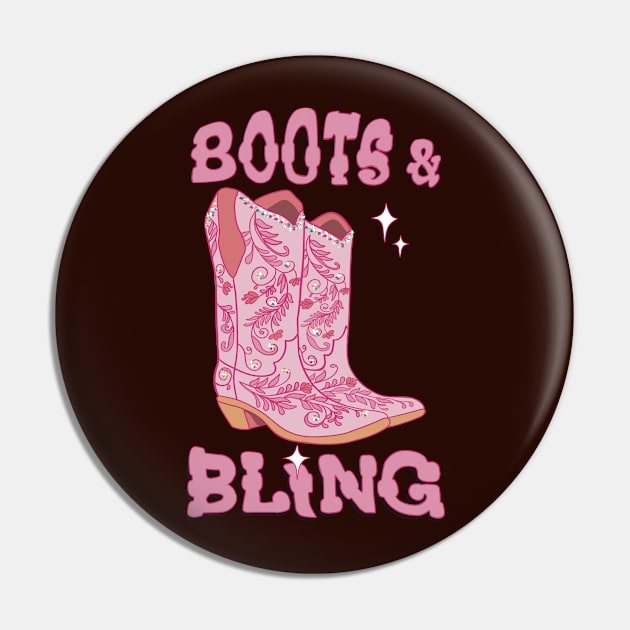 Boots and Bling pink Cowgirl Pin by Apescribbles