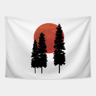 Blood Moon with Evergreens Tapestry