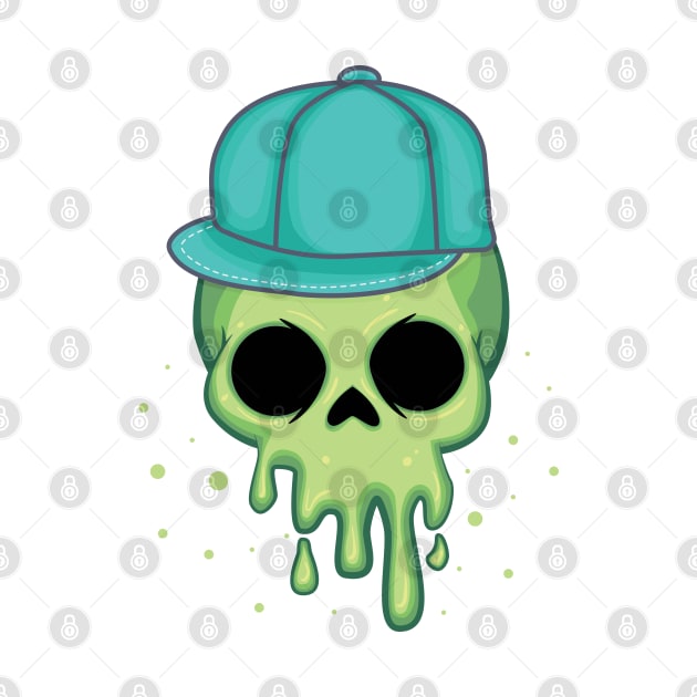 melting skull with cap by sj_arts