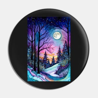 Colorful psychedelic winter wonderland with vibrant fluorescent colors Pin