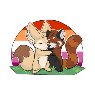 Lesbian - Fennec Fox + Red Panda Hug T-Shirt