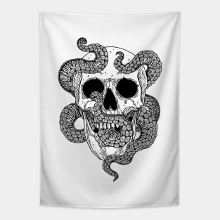 Octopus Tentacles Skull Tapestry