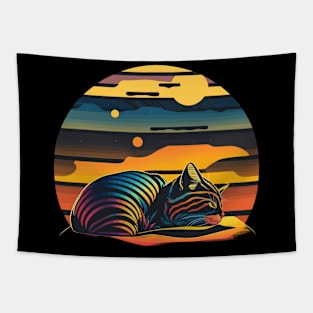 Retro 80s Style Cat Gifts Vintage Cat Tapestry