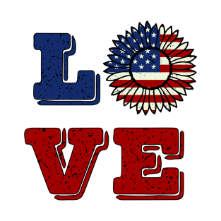 Love patriotic Sunflower 4th of July T-Shirt