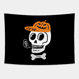 skull with pumpkin cap Tapestry