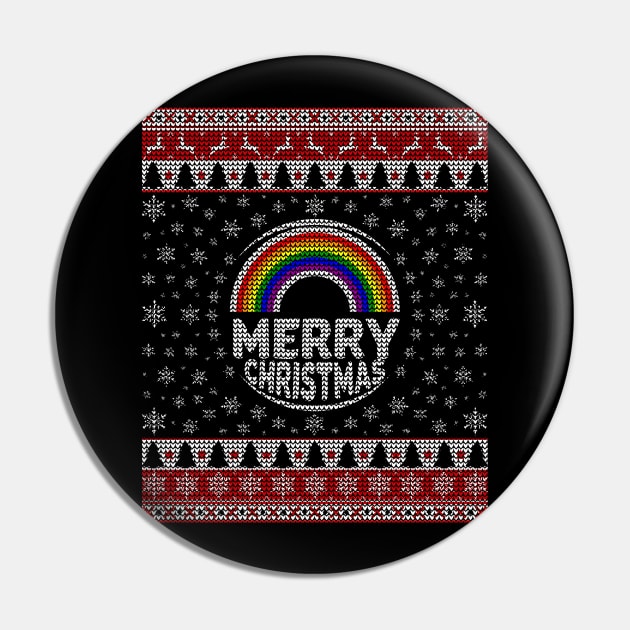 Merry Christmas Gay Rainbow LGBT Pin by Sleazoid