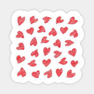 Seamless scribbled red hearts pattern Magnet