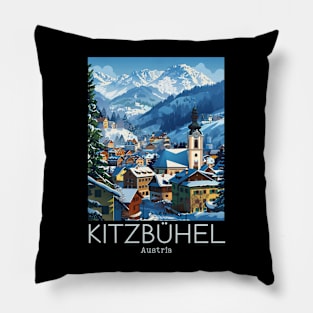 A Vintage Travel Illustration of Kitzbühel - Austria Pillow