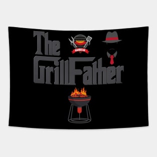 The Grillfather, BBQ, Barbecue, Cook, Meat, Steak, Propane Tank, Grill, Food, Mafia, The Grill Father, Funny Foodie, Foodie, Fathers Day Gift, Grilling Tapestry