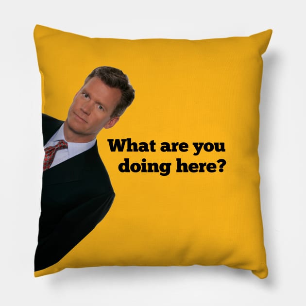 What are you doing here? Pillow by sketchfiles