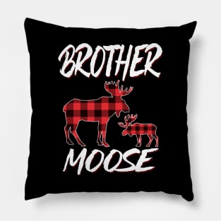 Red Plaid Brother Moose Matching Family Pajama Christmas Gift Pillow