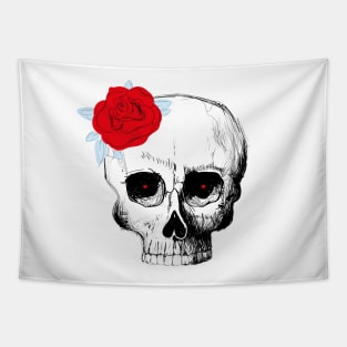 skull and rose Tapestry