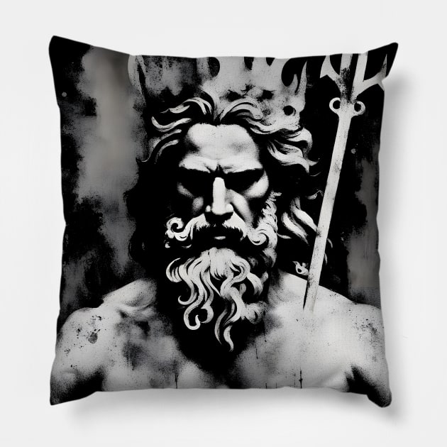 Poseidon Greek God Mythology Streetwear Pillow by Ravenglow