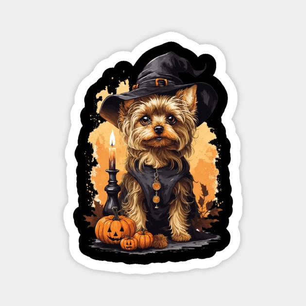 A witch's familiar Halloween Yorkshire Terrier Magnet by admeral