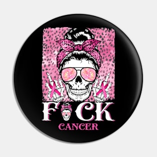 Breast Cancer Skull Fuck Cancer Pink Ribbon Mom Gift For Girl Women Pin