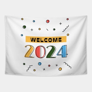 Colorful Welcome 2024 Typography Tapestry