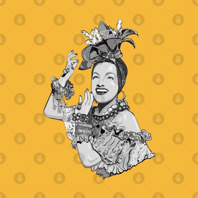 Carmen Miranda in black and white by FanboyMuseum