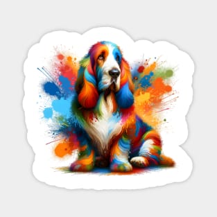 Vibrant Splash Art of a Grand Basset Griffon Vendeen Magnet