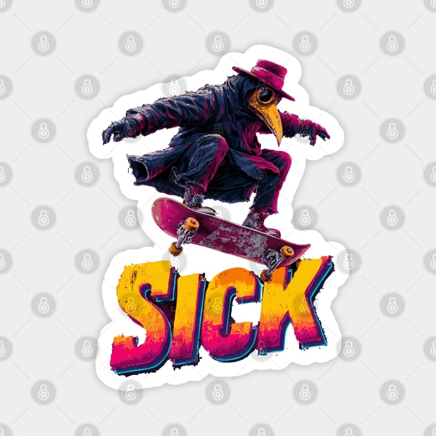 SICK - Funny Plague Doctor Skateboarder Magnet by TuncGK