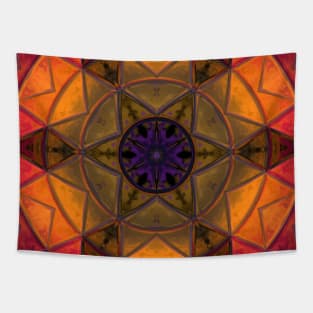 Mosaic Kaleidoscope Flower Purple Yellow and Orange Tapestry