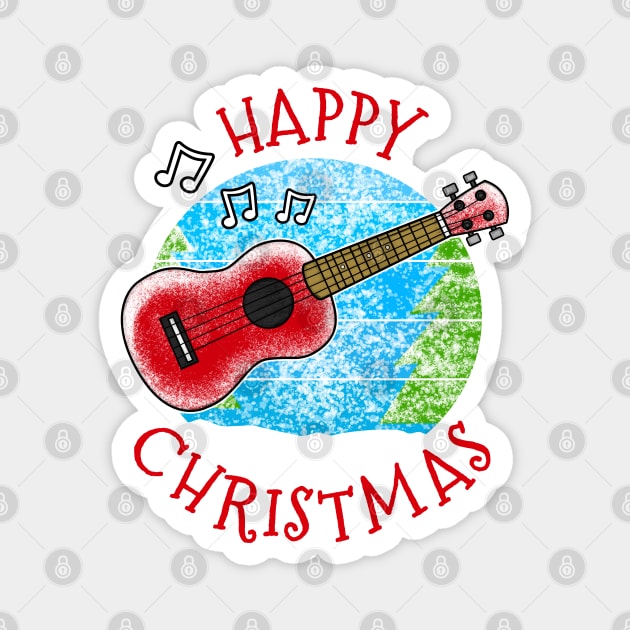 Christmas Ukulele Ukulelist Musician Xmas 2022 Magnet by doodlerob