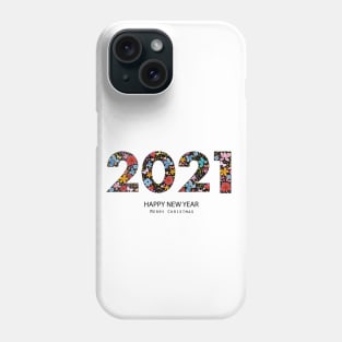 2021 black text with colorful cute flowers Phone Case