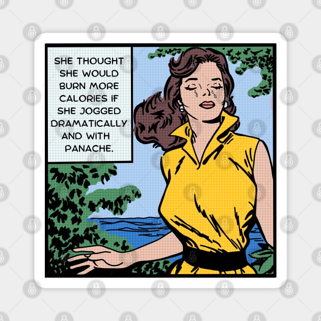 Comic Woman Jogs With Panache Magnet by Slightly Unhinged