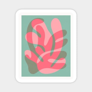 Coral Pink and Teal Abstract Shapes Retro Magnet