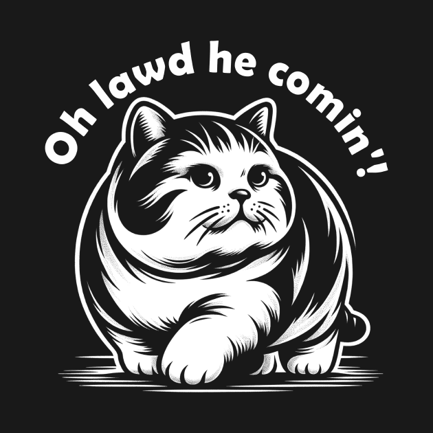 Oh Lawd He Comin Chonky Cheeks Celebration Purrfectly Plump Cat Print by BoazBerendse insect