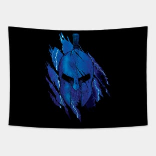 Spartan Warrior Helmet Blue Tapestry