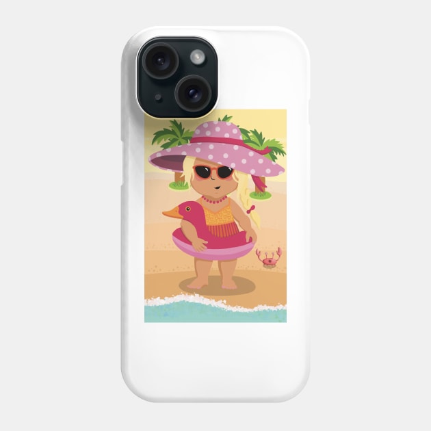 Vacation mood on - cute little girl having a sunny happy day on the beach, saturated ,no text Phone Case by marina63