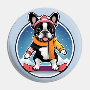 Snowboarding French Bulldog Switch Riding Pin