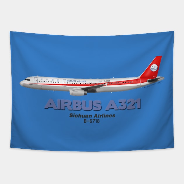 Airbus A321 - Sichuan Airlines Tapestry by TheArtofFlying