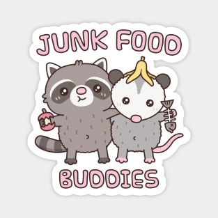 Cute Raccoon And Opossum Junk Food Buddies Funny Magnet