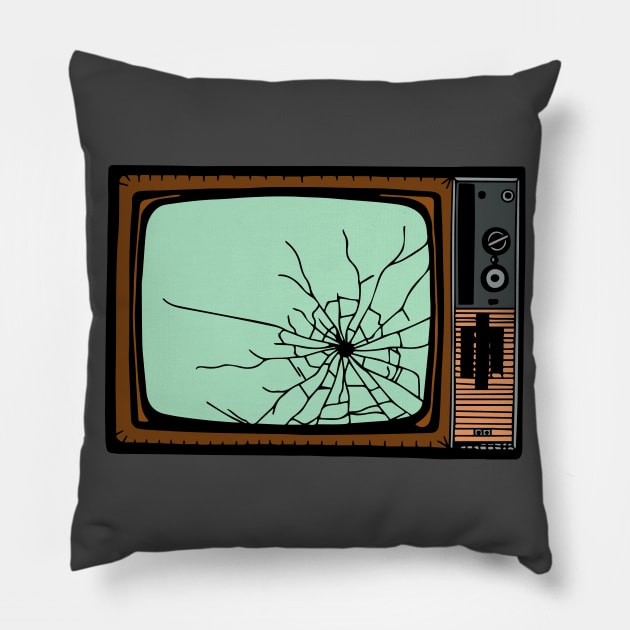 broken tv Pillow by lipsofjolie