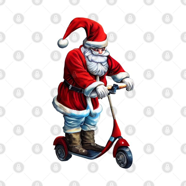 Santa riding Electric scooter by MZeeDesigns