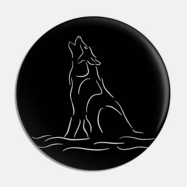 Minimalist Wolf Howling Pin by Tebscooler