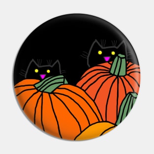 Back Print Two Cats in the Pumpkin Patch Pin