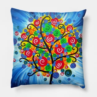 Blue and abstract tree Pillow