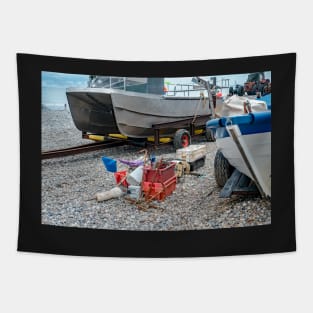 Fishing gear on the shingle beach in Cromer, Norfolk Tapestry