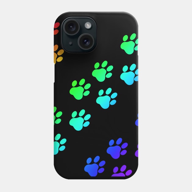 Black rainbow paw prints Phone Case by MelanieJeyakkumar