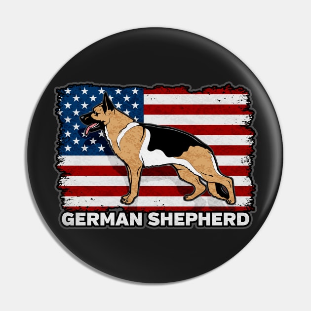 German Shepherd Dog American Flag Pin by RadStar