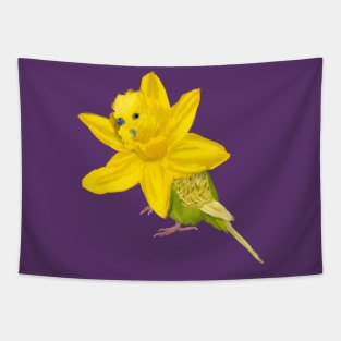 Yellow Parakeet + Daffodil Tapestry