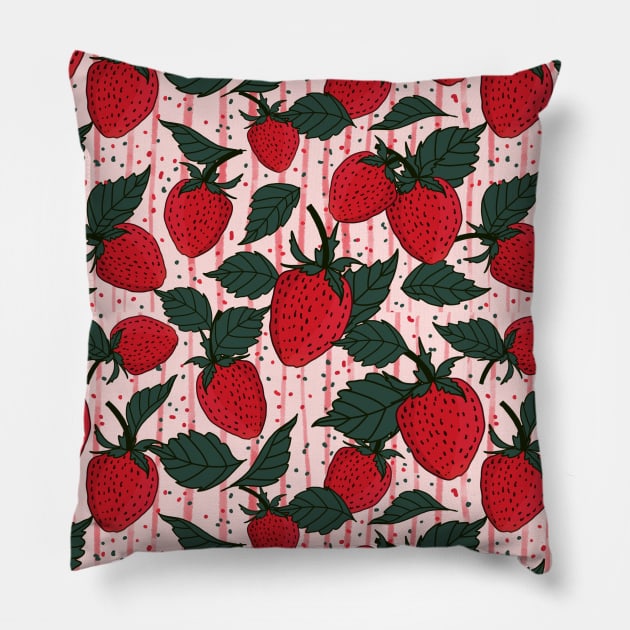 strawberry crush Pillow by Mitalim