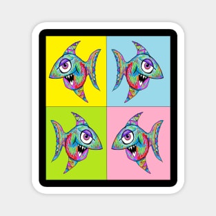 pop art colorful fish cool 2 Magnet