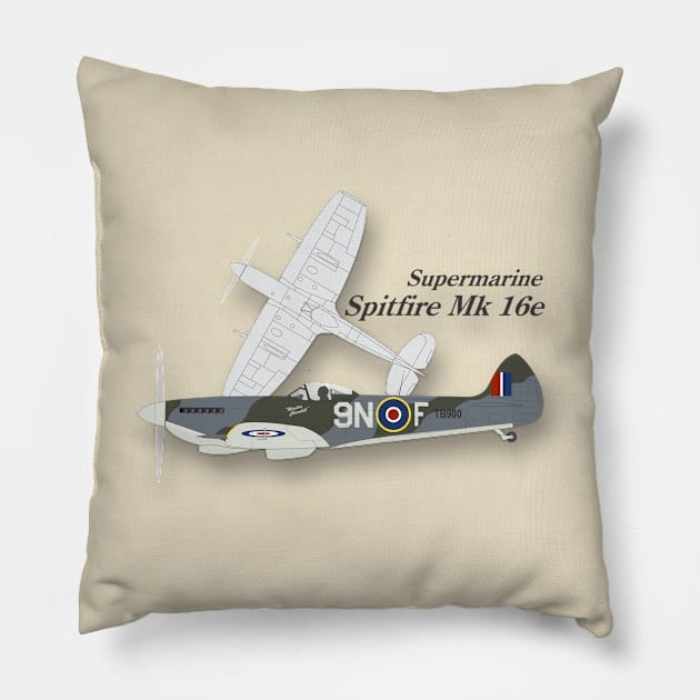 Supermarine Spitfire 16e Pillow by GregThompson